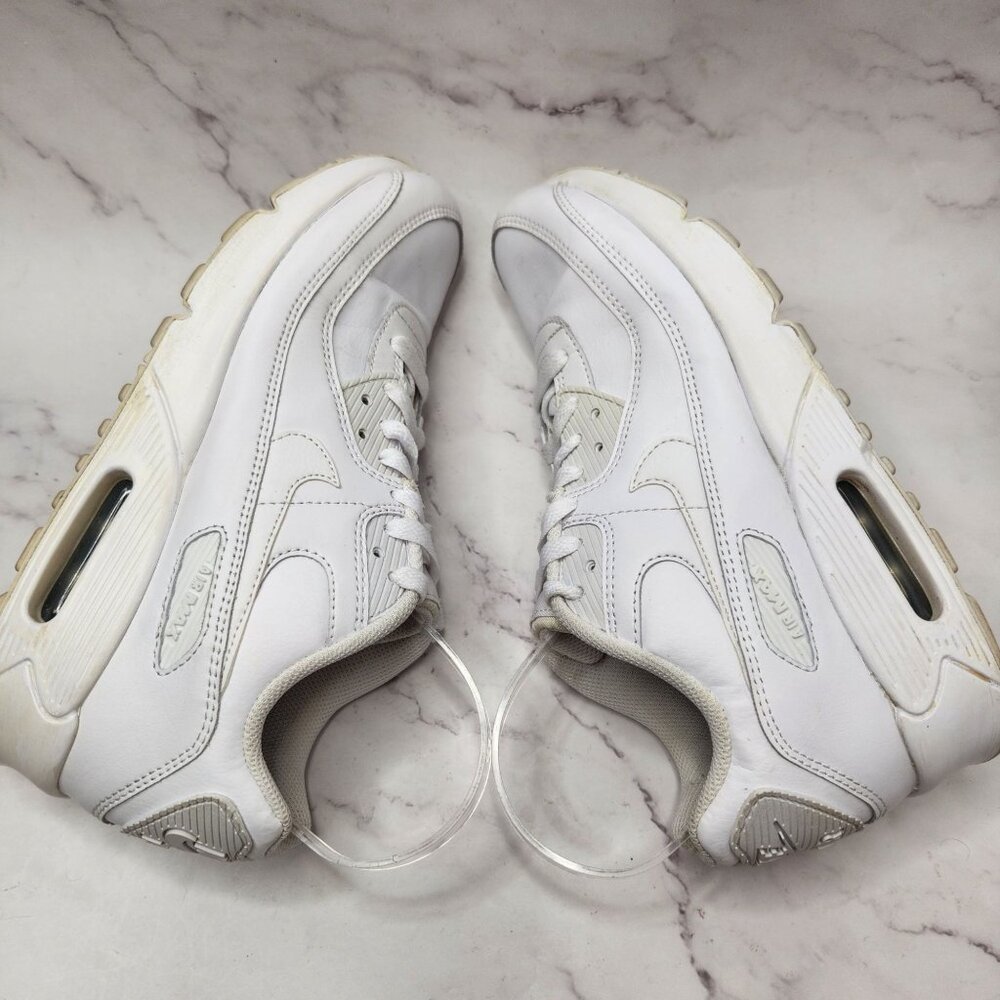 Nike Air Max 90 Recraft Triple White Sneakers Shoes Airmax CD6864-100 Youth 7 - Picture 6 of 8